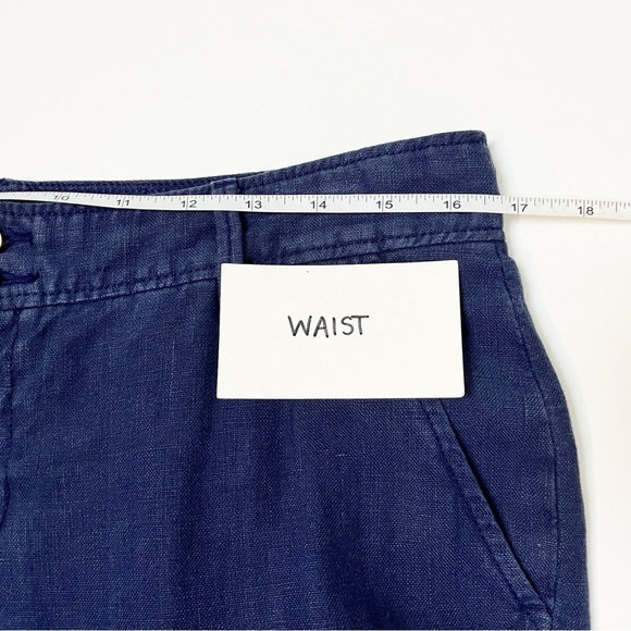 Lilly Pulitzer 100% Linen Straight Leg Pants 8 navy blue casual full length - Picture 8 of 12